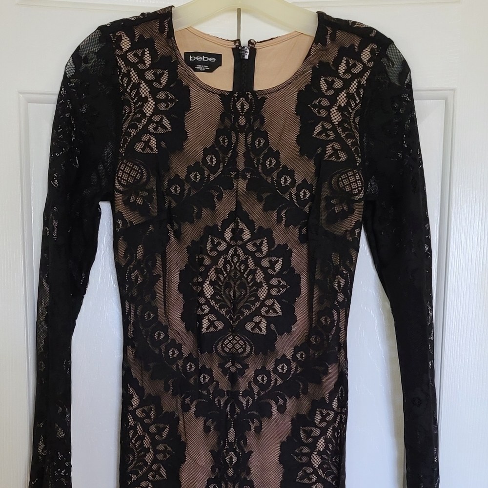 Bebe Versailles Lace Sexy Little Black Dress